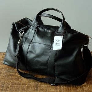 Jack Spade black leather duffel bag